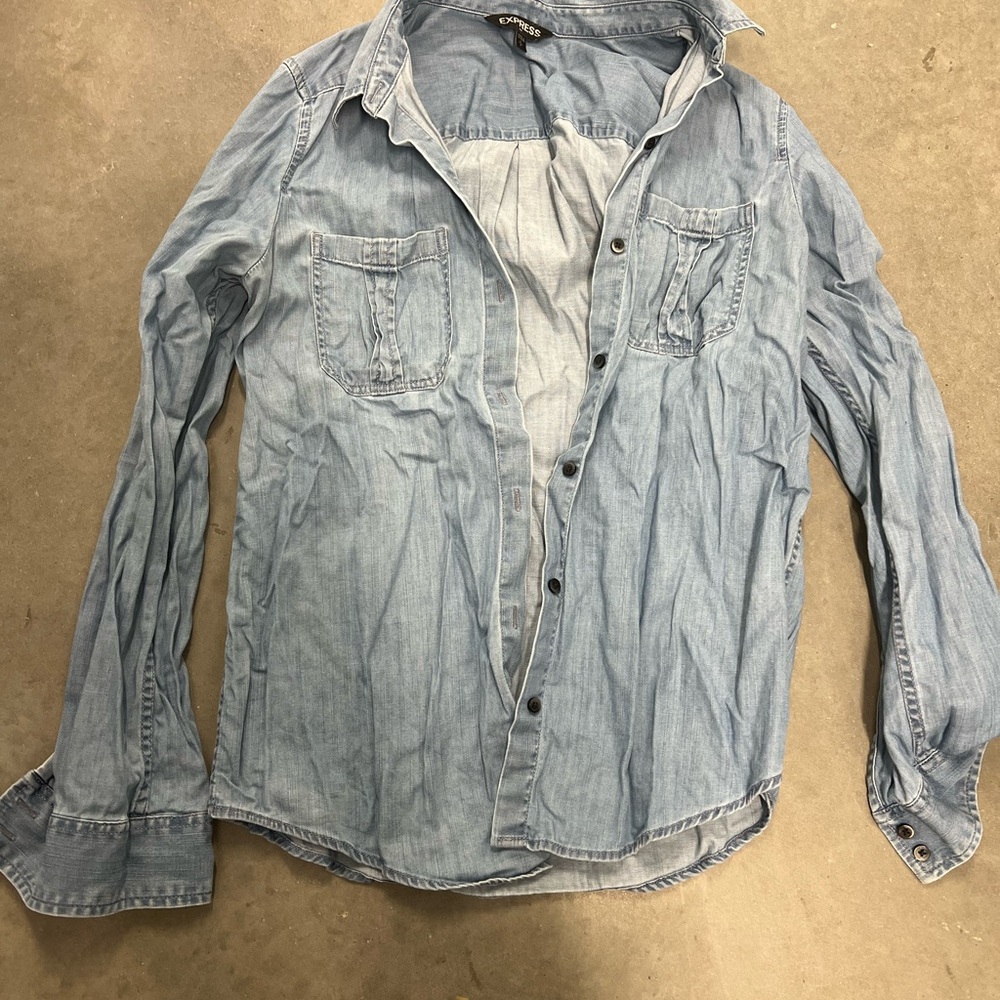 Express Light Blue Casual Button Down Shirt